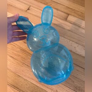 Blue Glitter Plastic Bunny Container